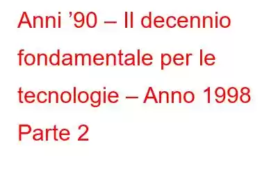 Anni ’90 – Il decennio fondamentale per le tecnologie – Anno 1998 Parte 2