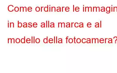 Come ordinare le immagini in base alla marca e al modello della fotocamera?