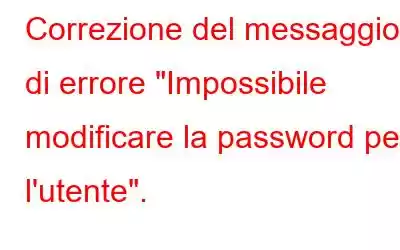 Correzione del messaggio di errore 