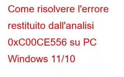 Come risolvere l'errore restituito dall'analisi 0xC00CE556 su PC Windows 11/10