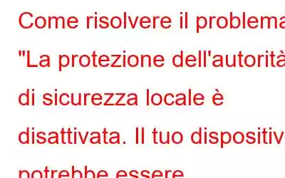 Come risolvere il problema 