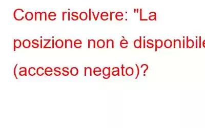 Come risolvere: 